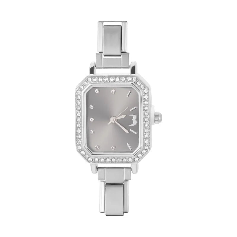 Fashion Luxury DIY 9MM Charm Stainless Steel Shiny Round Square Watch Bracelet Bangle High Quality Y2K Watch Head Christmas Gift