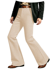 Houndstooth Patten Men Bell Bottom Pants Vintage Adjustable Waist Flared Trousers 60s70s Disco Man Slim Fit Pant For Dance Party