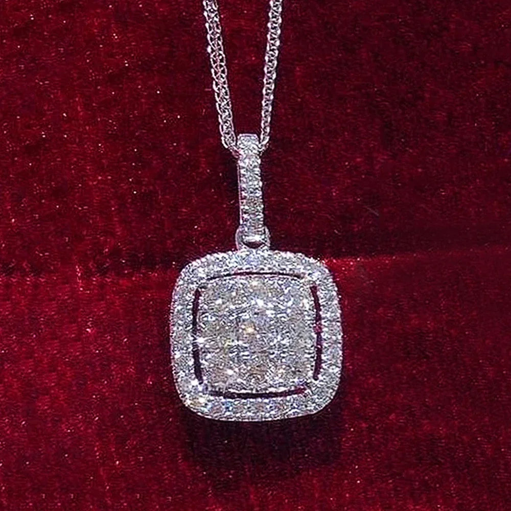 2026 Fashion Contracted Design Square Cubic Zircon Pendant Necklace for Women Exquisite Neck Accessories Wedding Party Jewelry
