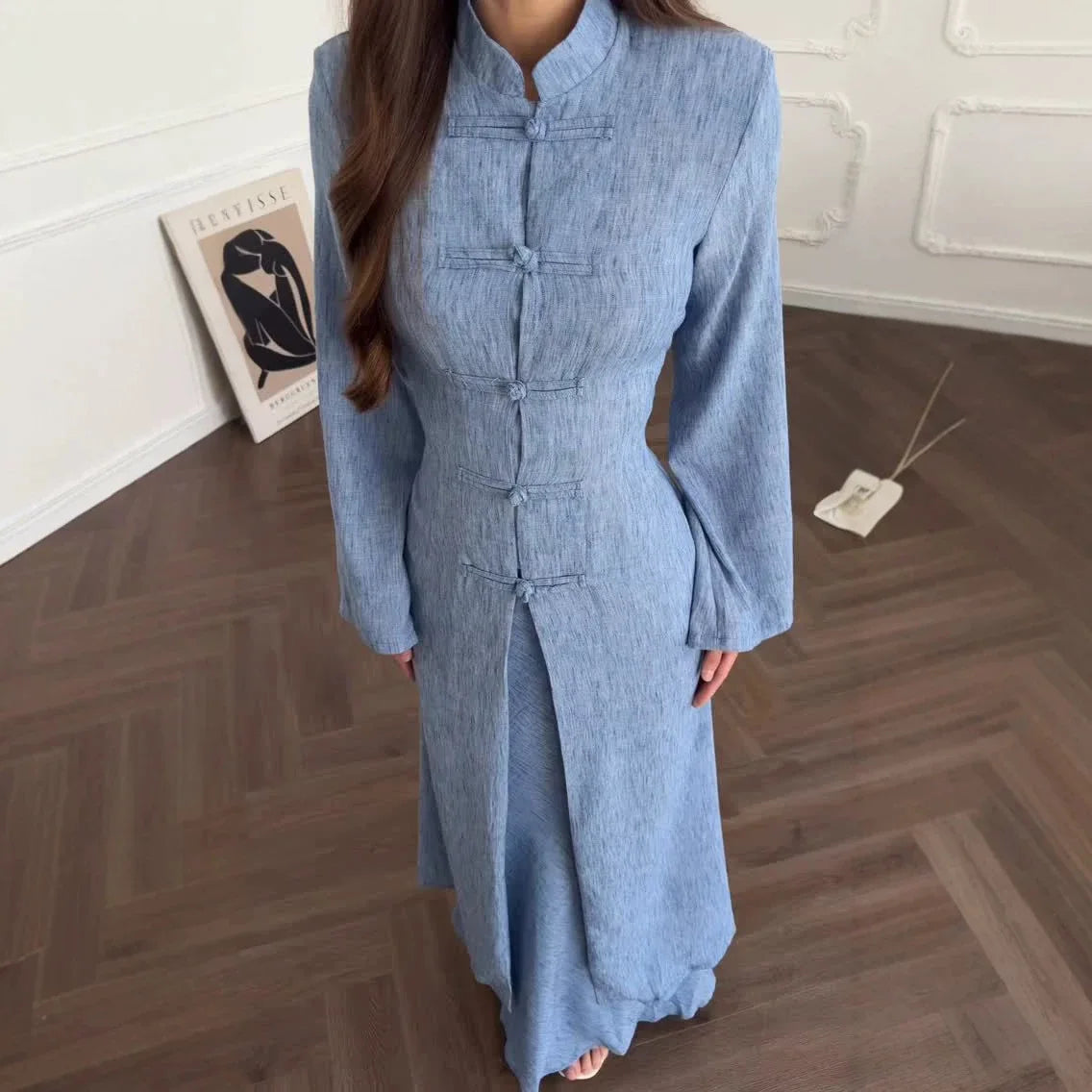 Eid Skirt Suit Women Long Coat Skirts 2 Piece Set Ramadan Single Breasted Morocco Dubai Muslim Robe Ensemble Arabic Outfits