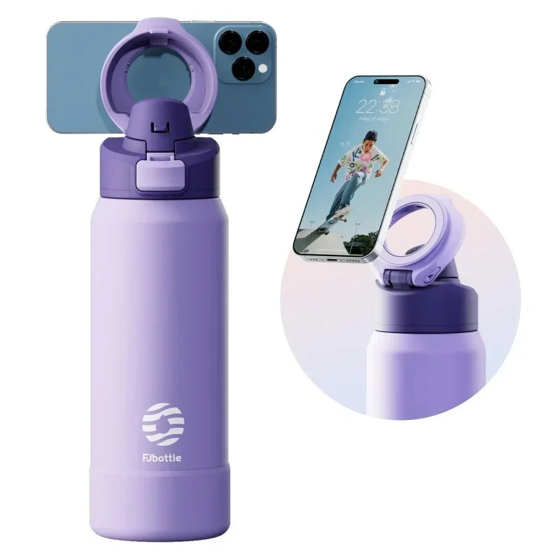 Stainless Steel Insulated Bottle with Magnetic Phone Holder — 710 or 950 mL