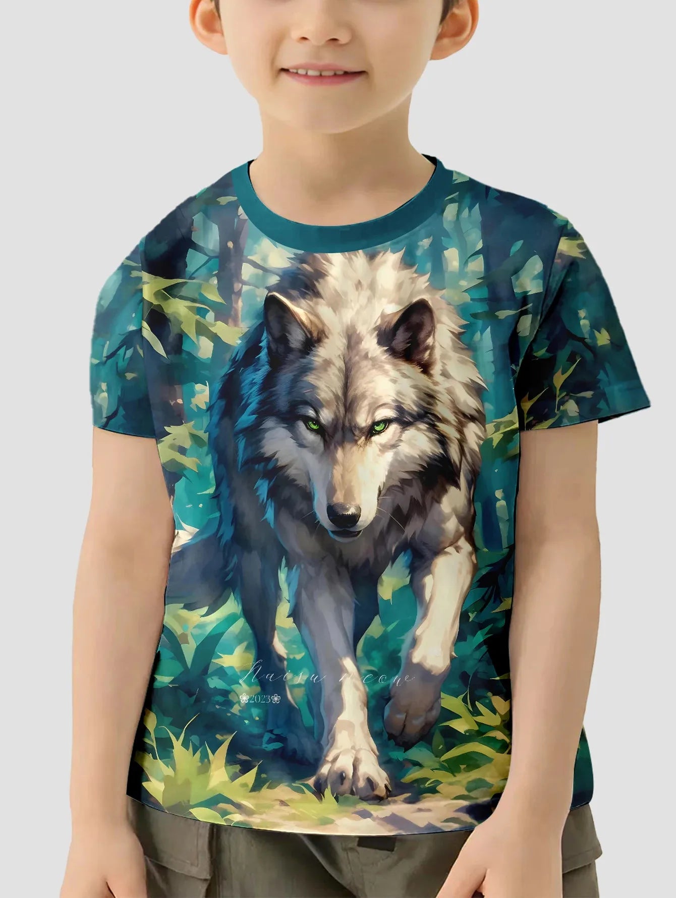 Wolf Print Kids Short-Sleeve T-Shirt