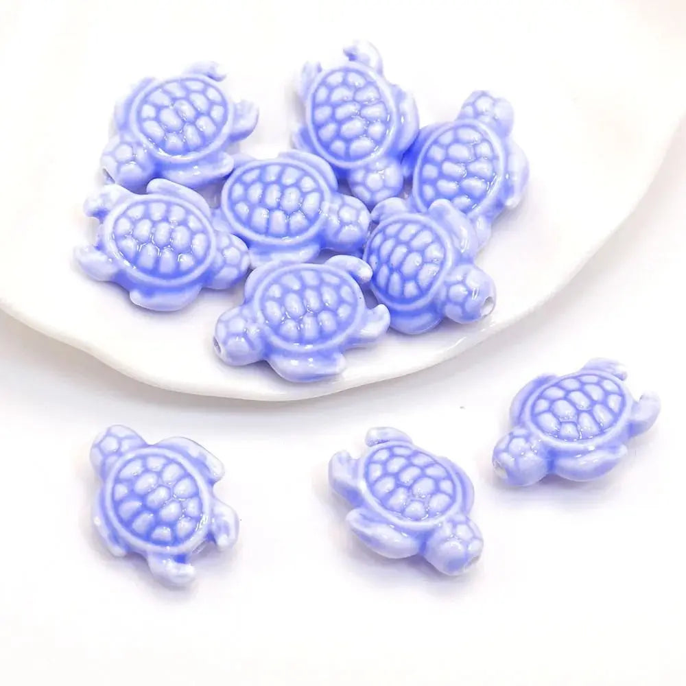 Ceramic Sea Turtle Beads, 10-Piece Set
