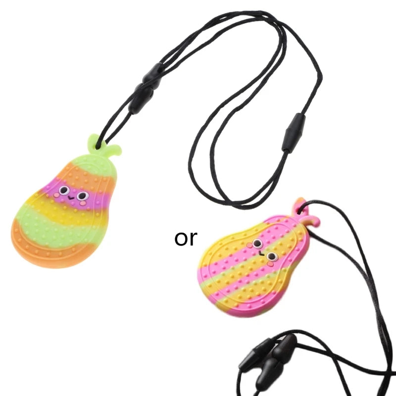 BPA Free Silicone Baby Teether Cartoon Newborn Sensory Chew Necklace Pendant Teething Toys for Autism ADHD Special Care Teethers