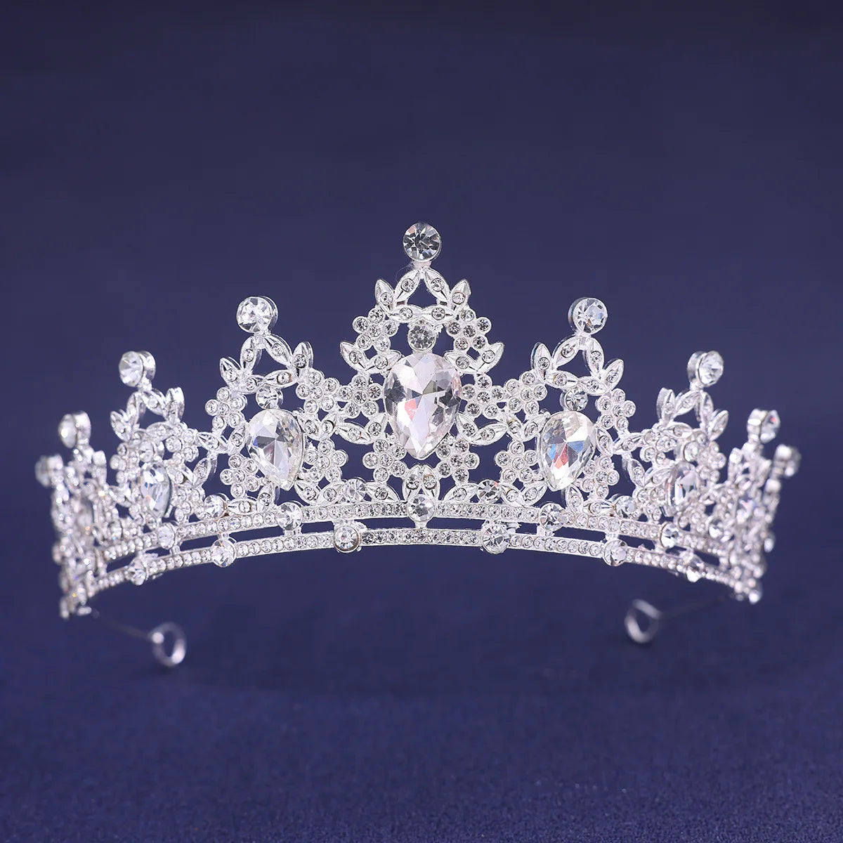 Luxury Elegant Princess Bridal Crystal Tiara Crown For Women Silver Color Diadem Veil Tiaras Wedding Hair Accessories Headpieces