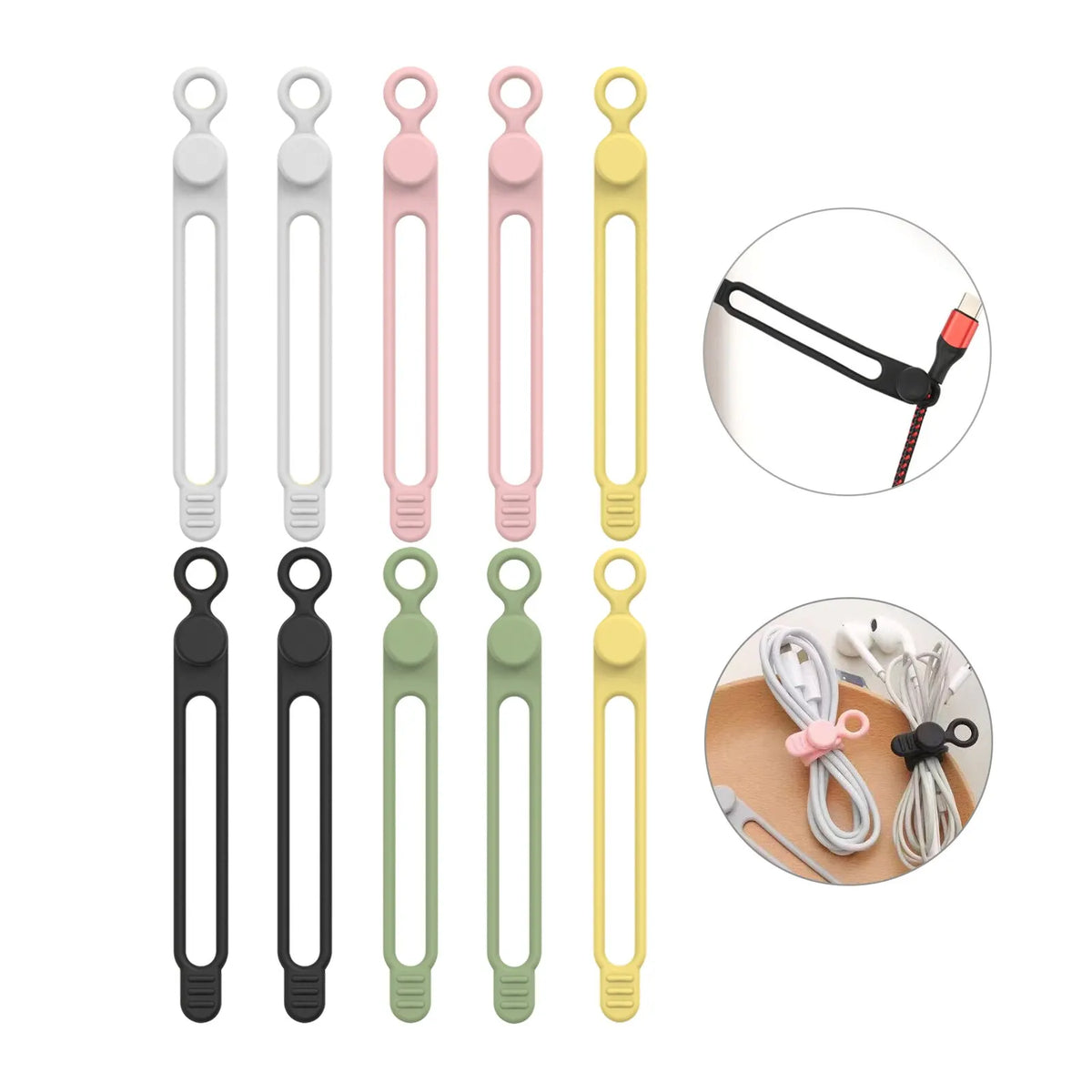 Reusable Silicone Cable Ties — Selected Color and Pack