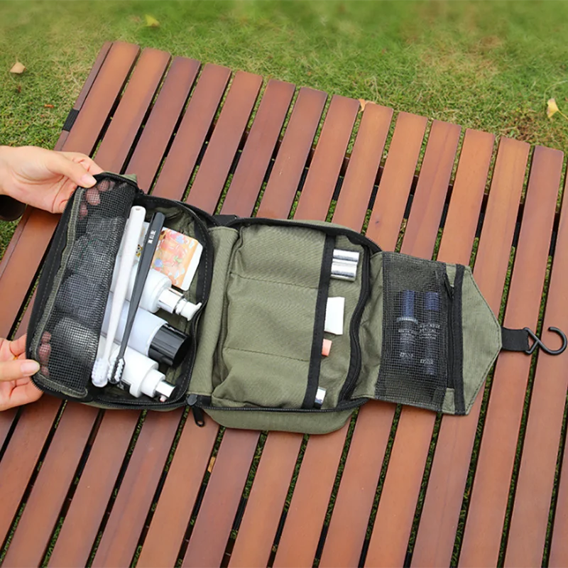Hanging Toiletry Organizer Bag — Green, Foldable Travel Design