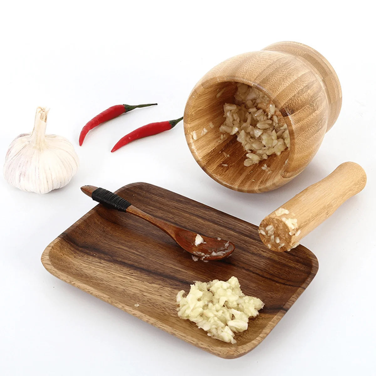 Leeseph Bamboo Mortar and Pestle Set