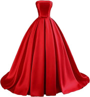 Customized Strapless Satin Prom Dresses robes de soirée Long A-line Formal вечернее платье Evening Party Gowns with Pockets