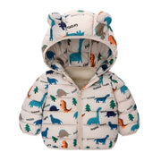 Kids Boys Baby Hooded Lightweight Jacket Cartoon Dinosaur Zipper Coats Girls Autumn Winter Warm Christmas Outerwear 0-5 Year Old