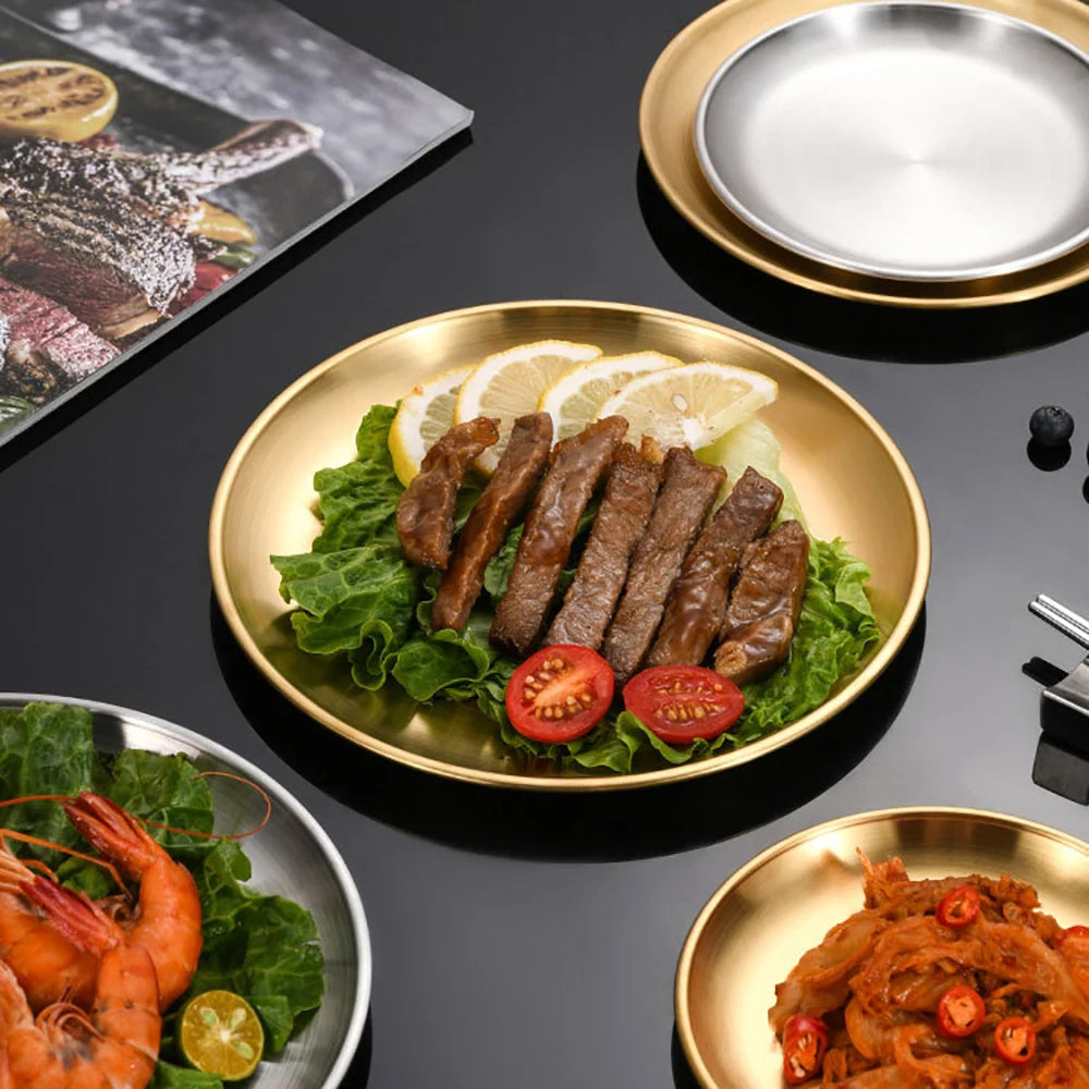 Round Stainless Steel Serving Tray