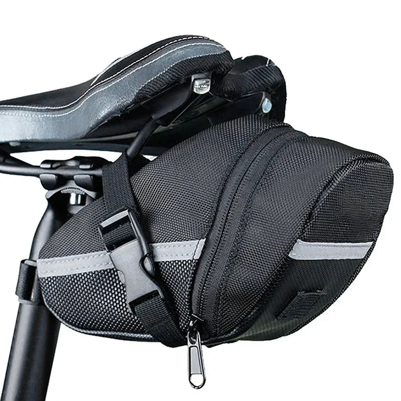 600D Nylon Bicycle Saddle Bag — Black or Red, 1 Piece