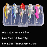 Aorace 5pcs/box Metal VIB 3/7/10/15/20g Fishing Lure Vibration Spoon Hard Baits Crankbait Wobbler Swimbait Cicada VIB Tackle