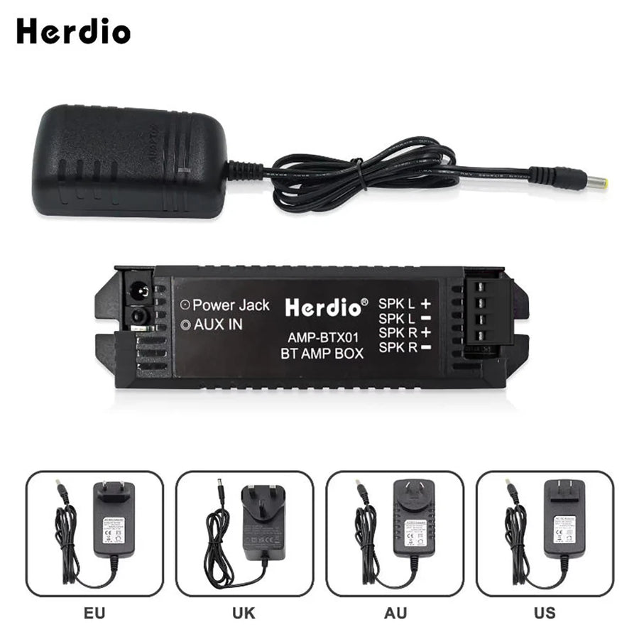 Herdio 2 Channels Home Power Amplifier Audio Bluetooth Aux Mini Amplifier For Bathroom Wall Ceiling Music Speakers EU/US/UK Plug
