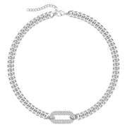 Stainless steel electroplated vintage niche necklace, punk rock heavy duty zircon-encrusted clavicle necklace, Cuban chain