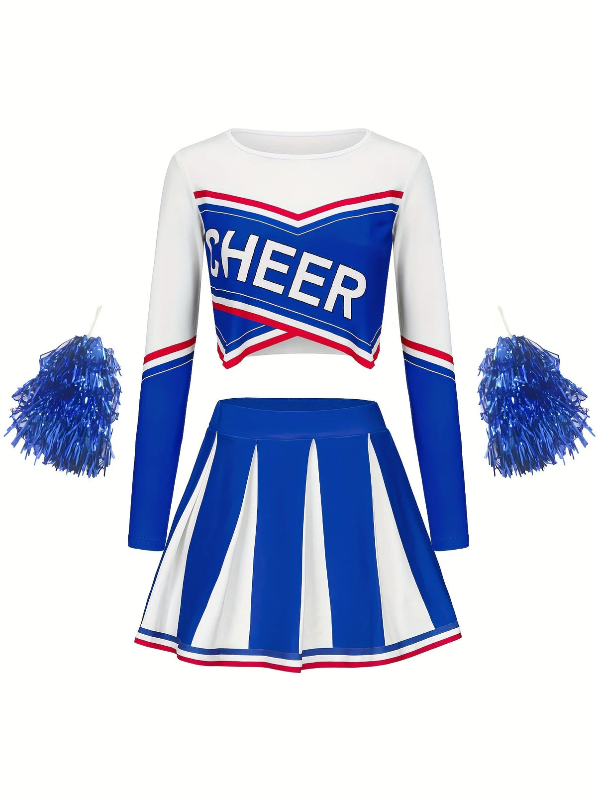 Girls Cheerleading Long Sleeved Skirt set Cute Sports Children's Pom-poms Performance Party Clothing Back To School Season