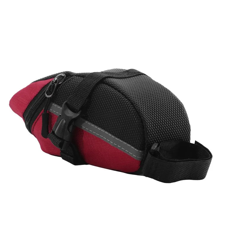 600D Nylon Bicycle Saddle Bag — Black or Red, 1 Piece