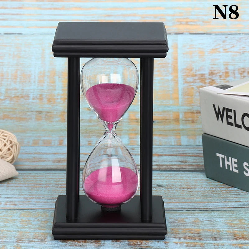 Wooden-Frame Sand Hourglass — Approximate 30-Minute, Black, 1 Piece