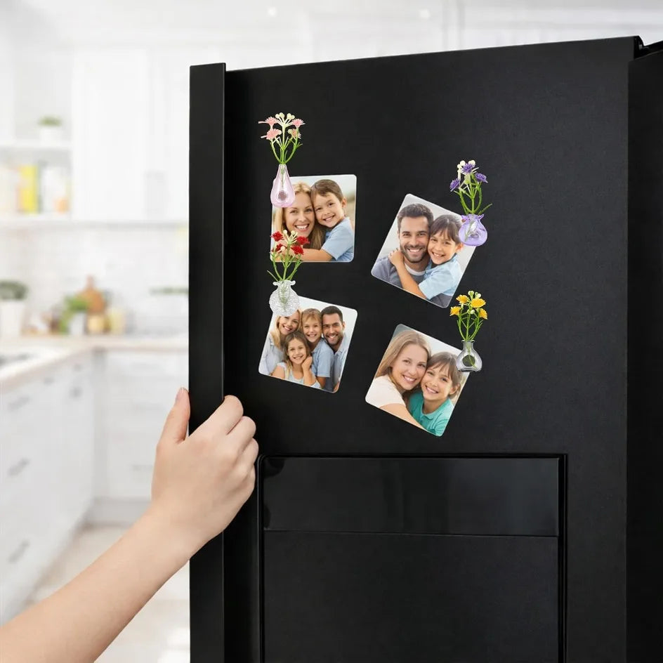 Mini Glass Vase Refrigerator Magnet Set