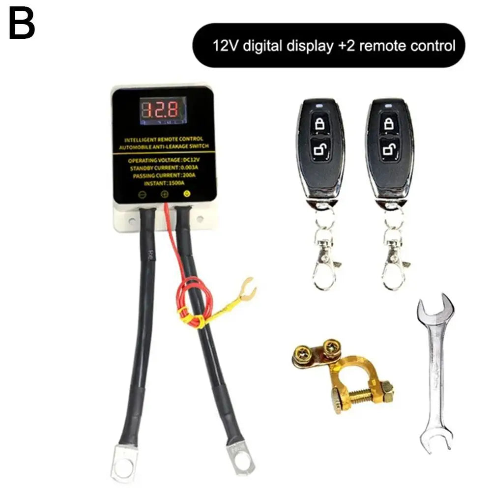12V Car Battery Cutoff Switch Wireless Remote Control Disconnect Battery Relay With Led Display Leakage Protection Universal