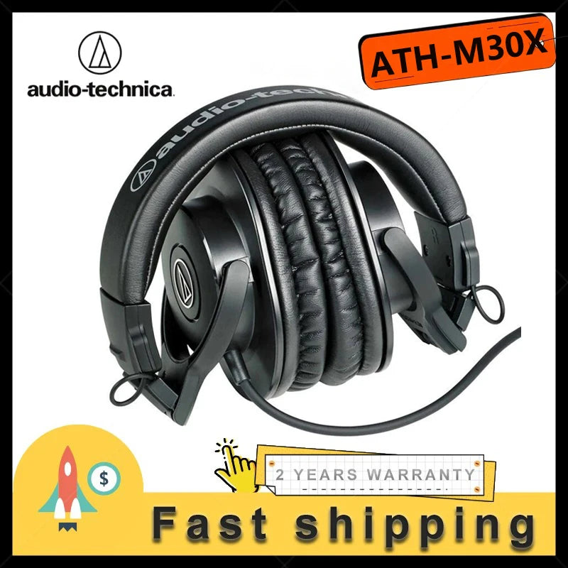 Audio-Technica ATH-M30X Over Ear Closed Back Studio Recording Headset Wired Headphones Professional Monitor Headphones Ath M30x
