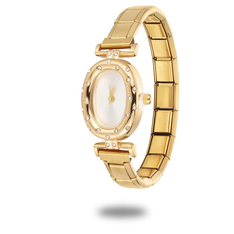 New Vintage Men Women's High Quality Oval Shape Stainless Steel Watch Bracelet Fit 9mm DIY Italian Charm Bangle Jewelry Gifts