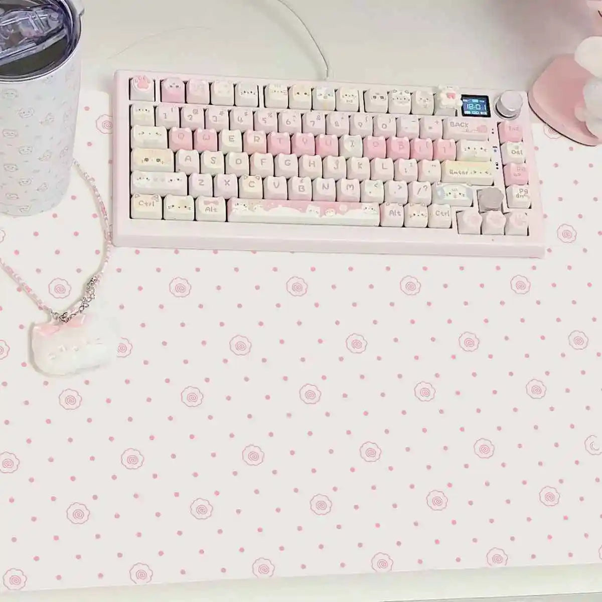 Original Pink Girl Mouse Pad PU Leather Waterproof Anti-slip Office Study Desk Mat Large Size Computer Keyboard Pad Placemats