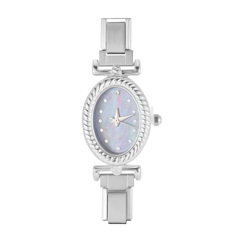 New Vintage Men Women's High Quality Oval Shape Stainless Steel Watch Bracelet Fit 9mm DIY Italian Charm Bangle Jewelry Gifts