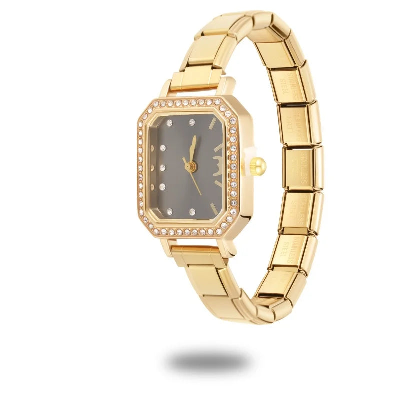 Fashion Luxury DIY 9MM Charm Stainless Steel Shiny Round Square Watch Bracelet Bangle High Quality Y2K Watch Head Christmas Gift