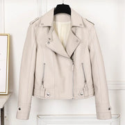 New Pink/beige/black Women's Clothing Short Motorcycle PU Leather Jacket Korean Version of the Spring and Autumn Jacket Coats