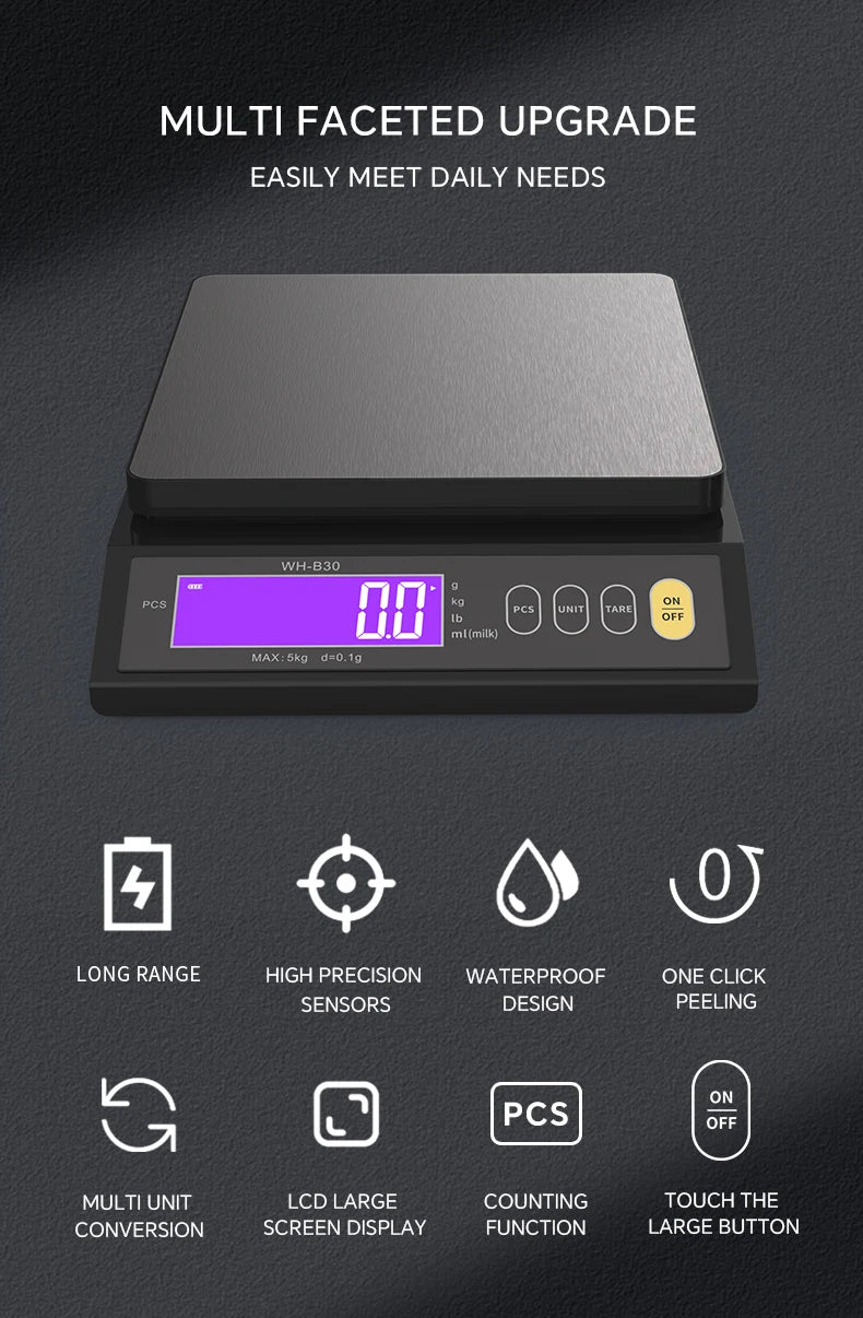 Rechargeable Stainless Steel Digital Kitchen Scale