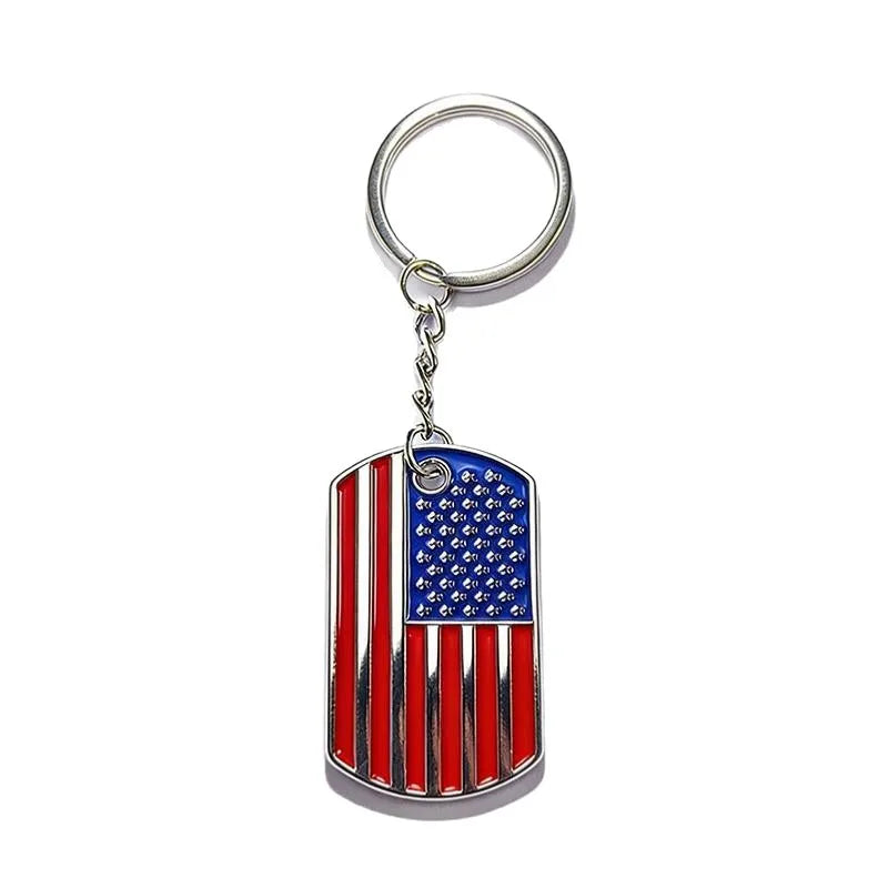 Simple Stylish American Flag Keychains Star Bar Flag Alloy Drip Oil Key Ring Best Party Gift Jewelry