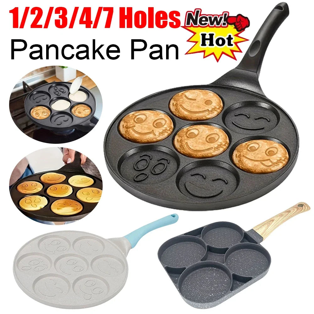 Pancake Pan Non-Stick Fried Egg Pan 4Holes 7 Holes Frying Pan Pancakes Maker for Breakfast Eggs Kitchen Utensils Burger Pan