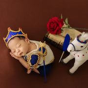 ❤️Newborn Photography Clothing Crown*2+Jumpsuit+Scepter 4Pcs/set Baby Boy Photo Props Accessories King Clothes Outfits
