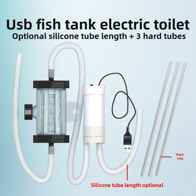 Electric Aquarium Cleaner, 5V Fish Tank Gravel Vacuum Sand Washer & Water Changer Pump, Multi-Function Siphon for Fish Waste