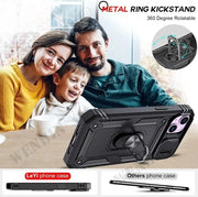 Case For iPhone 16 15 14 13 12 11 Pro Max Plus Mini XR XS X 8 7 Plus 7 8 SE  Heavy Duty with Camera 360 Degree Kickstand Cover