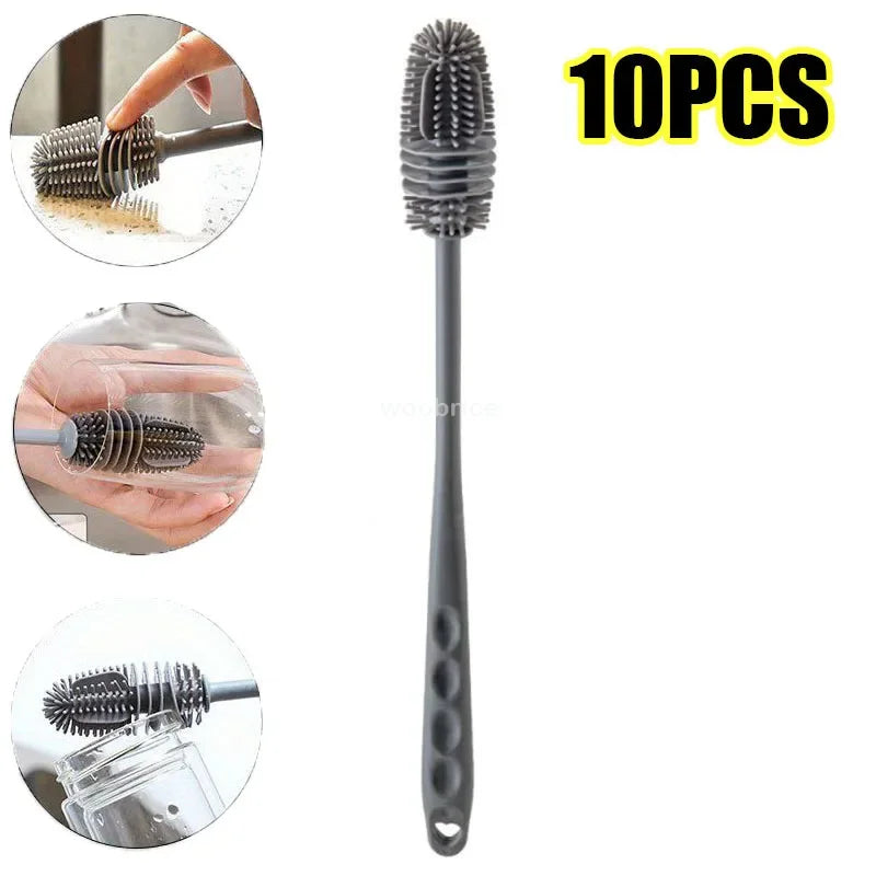 Long-Handle Silicone Bottle Cleaning Brush — Selected 1-, 2-, 3-, 5- or 10-Piece Pack