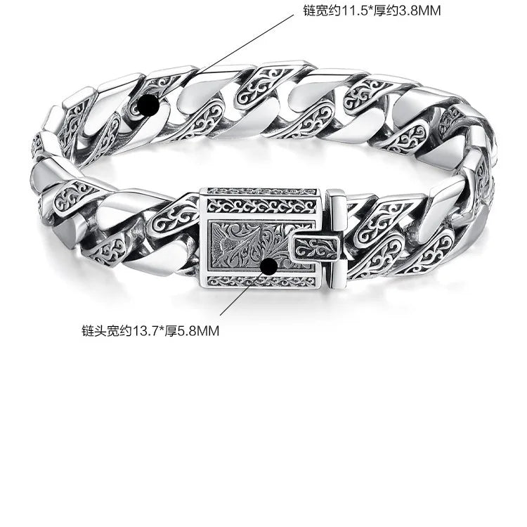 Factory Price Tang Grass Pattern  Stainless steel Punk Motorcycle Bracelet Fashion Couple Boyfriend Jewelry Creativity Gift