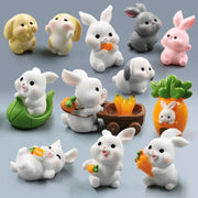 Mini Resin Rabbit Garden Figurine Set