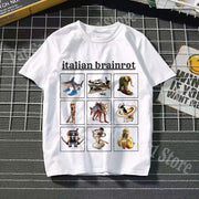Tralalero Tralala Cotton T-shirt Kids Anime Tungtung Sahur Brainrot Tees Boy Girl Summer Short Sleeve Children Clothes Tops Gift