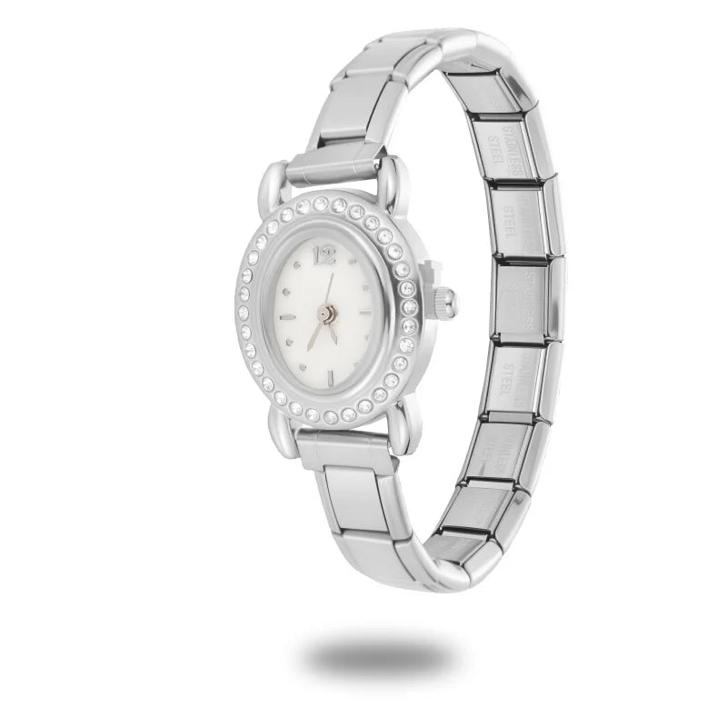 New Vintage Men Women's High Quality Oval Shape Stainless Steel Watch Bracelet Fit 9mm DIY Italian Charm Bangle Jewelry Gifts