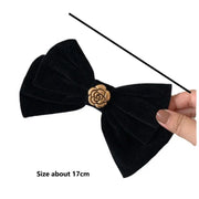 Black Velvet Bow Hair Clip Retro Camellia Velvet Ribbon Hairpin Festival Gift Duckbill Bow Tie Spring Clip