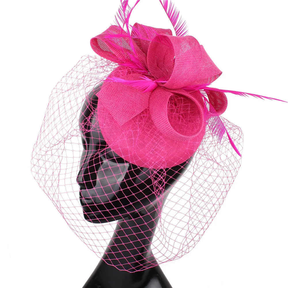 Women's Fascinator Hat Imitation Sinamay Feather Tea Party Pillbox Flower Derby Millinery Church Cocktail Headwear New Design
