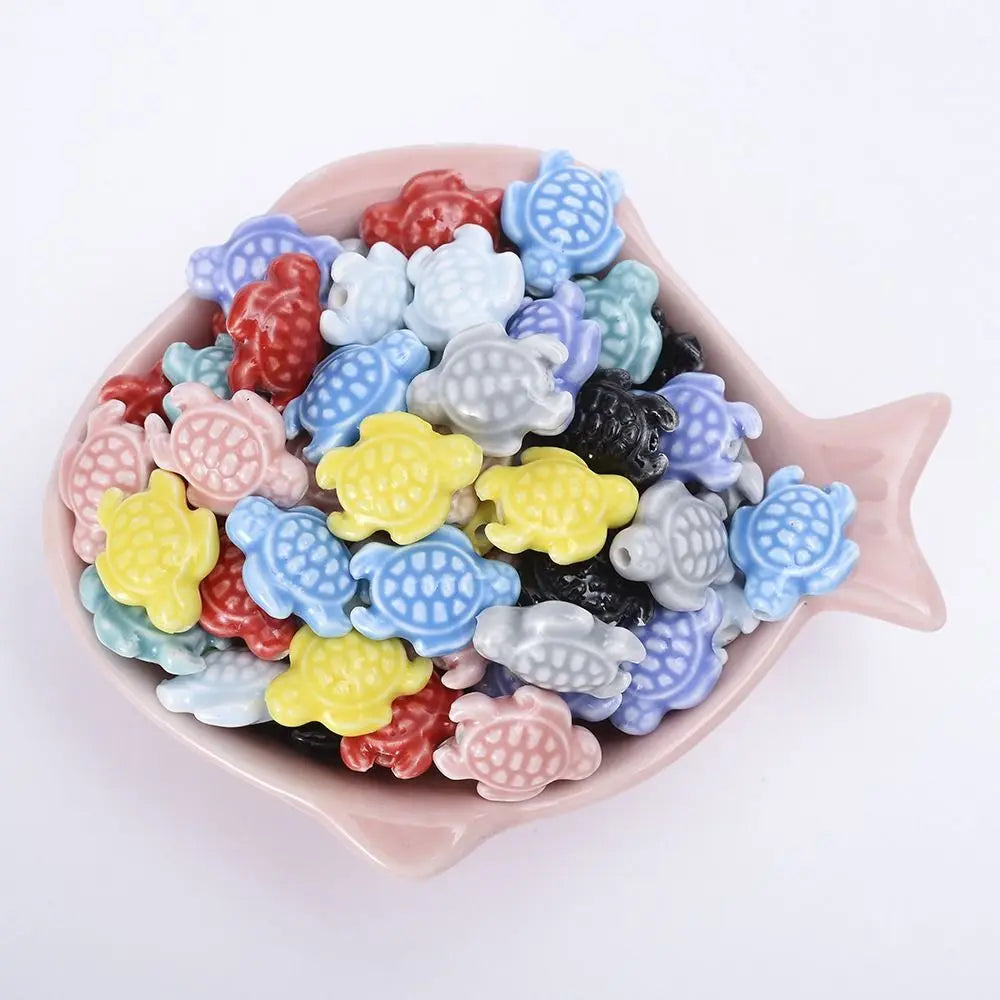 Ceramic Sea Turtle Beads, 10-Piece Set