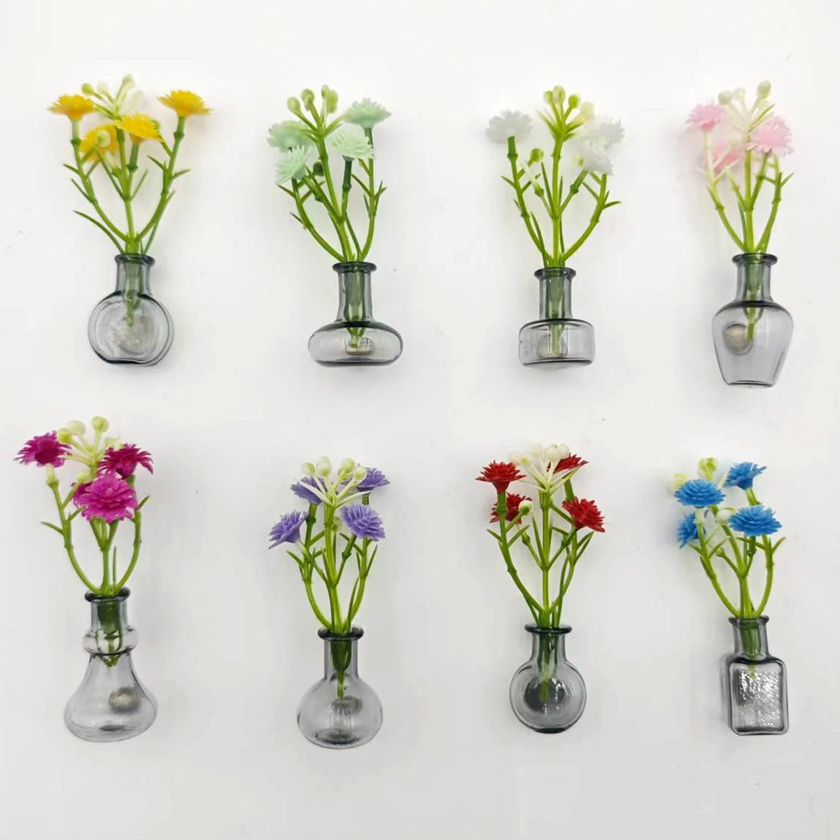 Mini Glass Vase Refrigerator Magnet Set