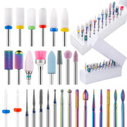 30pcs Nail Drill Bits Ceramic Diamond Cuticle Efile Tungsten Carbide Milling Cutter for Manicure Remover Acrylic Gel Nail Tools