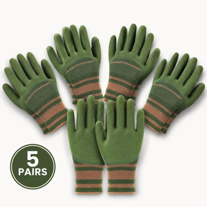 Green Knit Gardening Gloves — Selected 1-, 2- or 5-Pair Pack