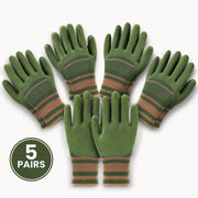 Green Knit Gardening Gloves — Selected 1-, 2- or 5-Pair Pack