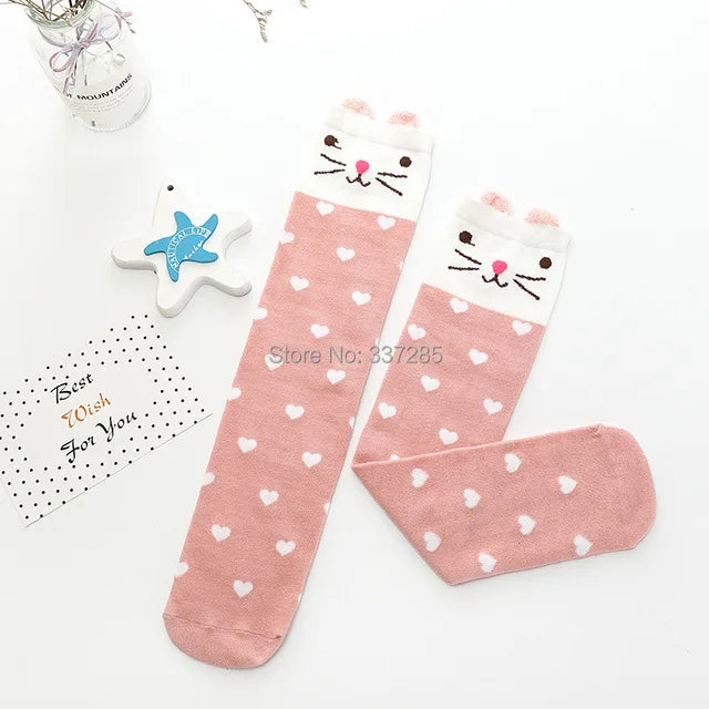 Spring Autumn Girls Cotton Ankle Short Lovely Stockings Cartoon Unicorn Kids Child Knee High Socks Infant Baby Over Knee Socks