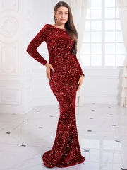 Sequin Long Sleeve Mermaid Gown